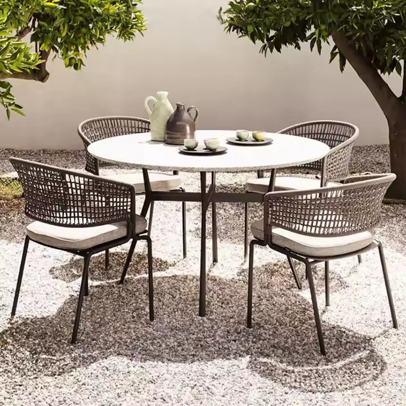 small round metal garden outdoor dining table