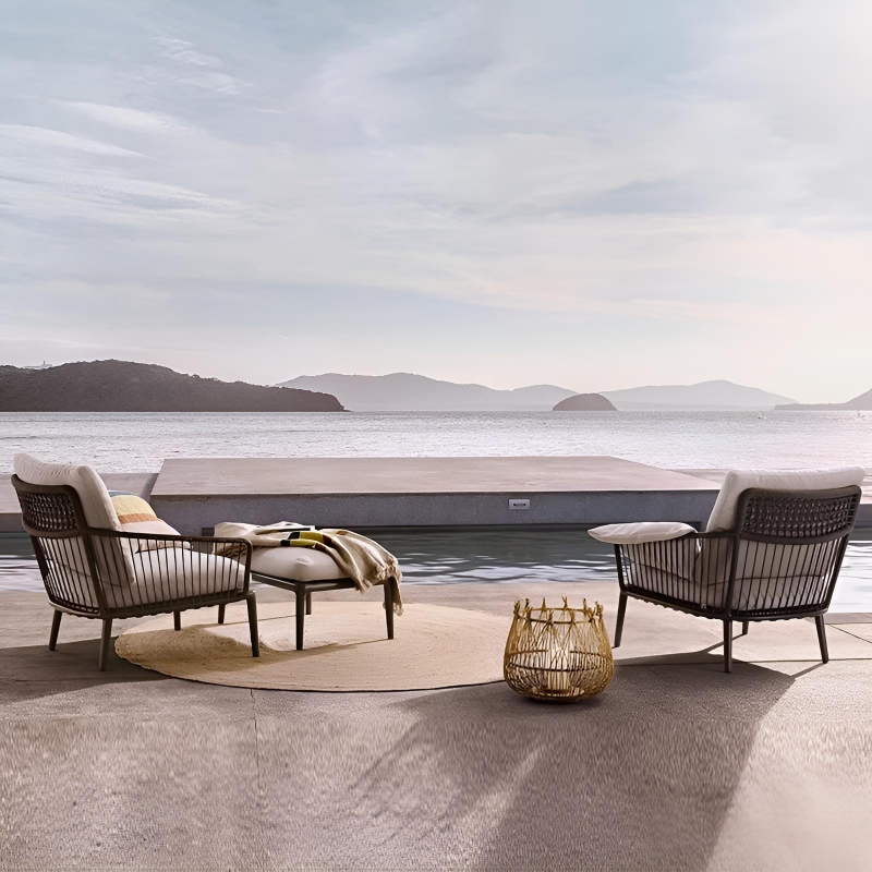hotel villa balcony aluminum single sofa chair sets