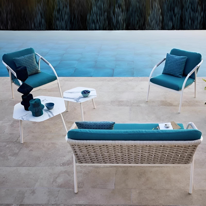 garden terrace aluminum rope woven garden sofa combination